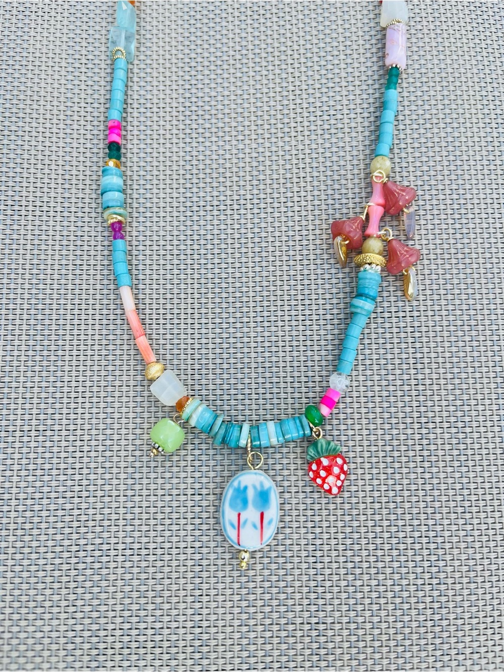 New handmade fruit punch beaded necklace